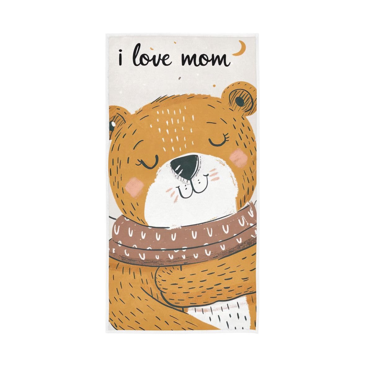 LSRCPD Cute Bear I Love Mom Bath Hand Towel, Hand Towels for Bathroom, Shower, Hotel, Spa 15 x 30 Inches