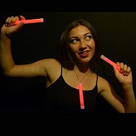 Glow Sticks Bulk Wholesale, 25 6 Industrial Grade Red Light Sticks. Bright Color, Glow 12-14 Hrs, Safety Glow Stick with 3-Year Shelf Life, GlowWithUs Brand