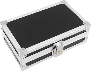 Aluminum Mini Tool Box with Handle, Lockable Hard Shell Organizer | Black Aluminum Alloy Build, Dust and Water Resistant, Adjustable Interior Space for Vanity, Salon