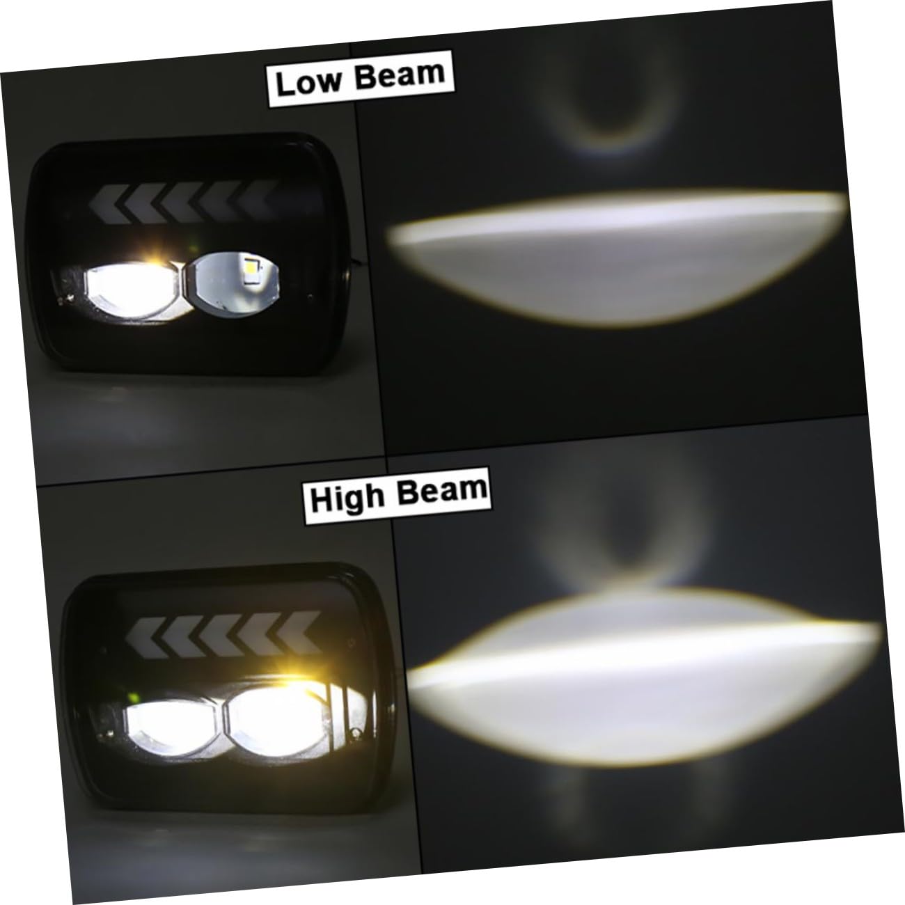 Faro LED Anabbagliante e Abbagliante 5x7 per Fuoristrada | 1 Coppia, Lega di Alluminio, Ip67, Nero, 3060lm, Indicatori di Direzione Scorrevoli