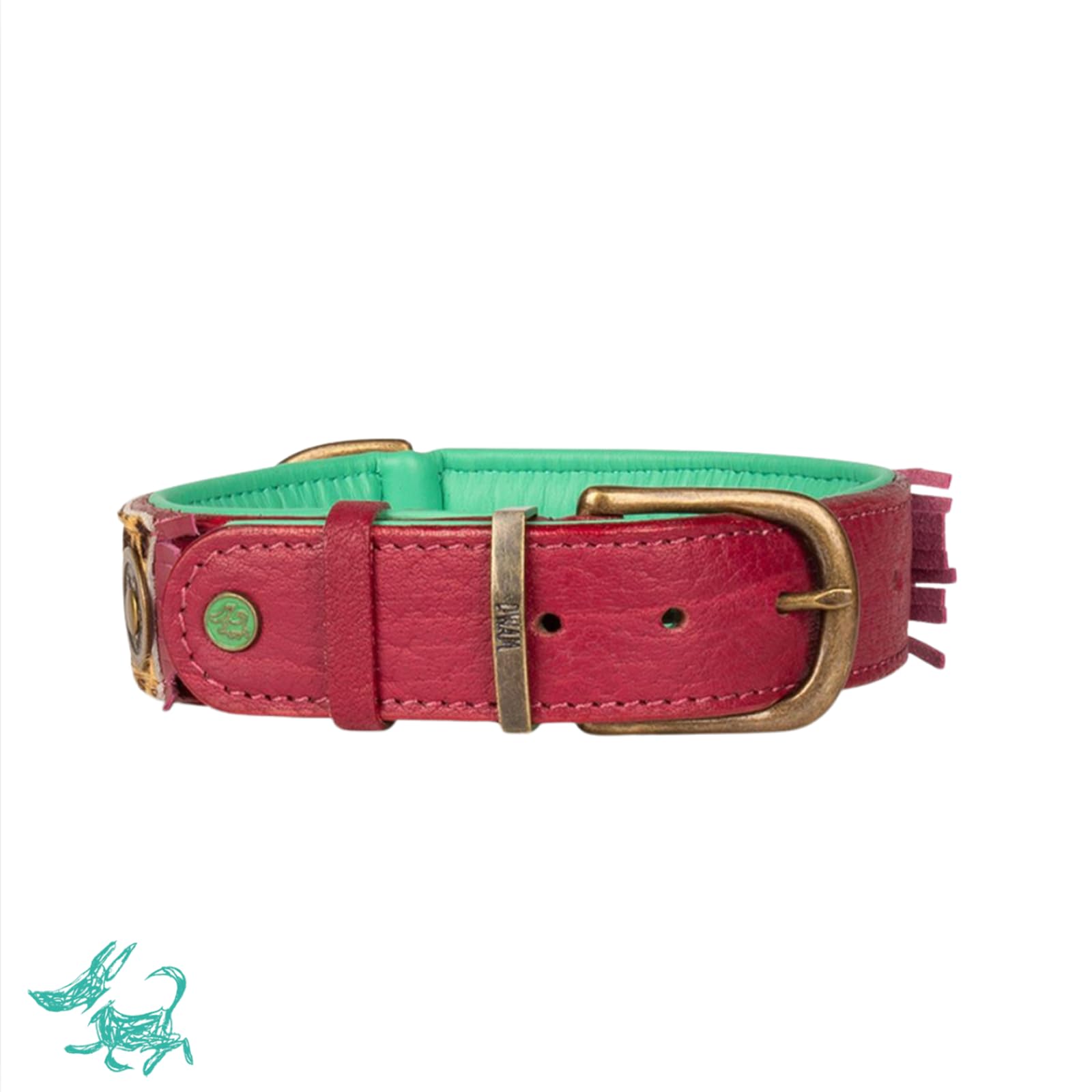 Dog with a Mission - Hundehalsband XL | Leopard, Türkis, Braun | Boho, Ethno, Urban, Hippie | Ideal für extra große Hunde | Handgemacht, Bunt und Modisch Design, Luxe | 4 cm Breit