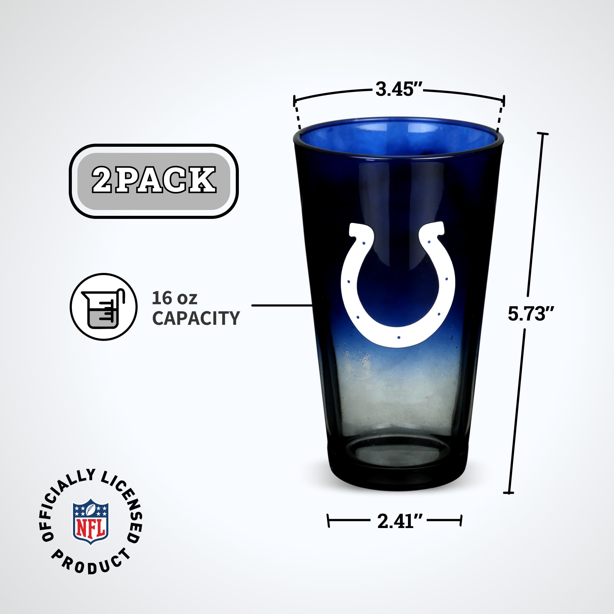 NFL Ombre Pint Glasses - Indianapolis Colts (2-Pack) -4