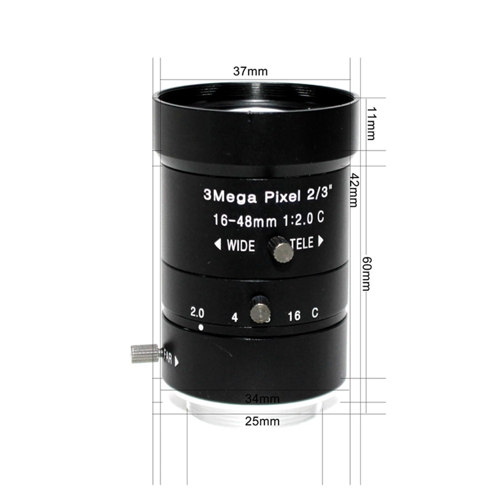 Mikroskopkamera, HD 16–48 mm CS-Objektiv, 2/3 Zoll IR CS-Mount, Varifokal, manuelle Iris, CCTV-Objektiv for CCTV-Überwachungskameras, Industriekameraobjektiv