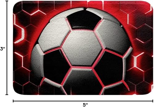Miniatura 3 de Erosebridal Alfombra de baño de fútbol para niños, alfombra de baño de microfibra de fútbol, decoración de luz de neón roja, antideslizante,