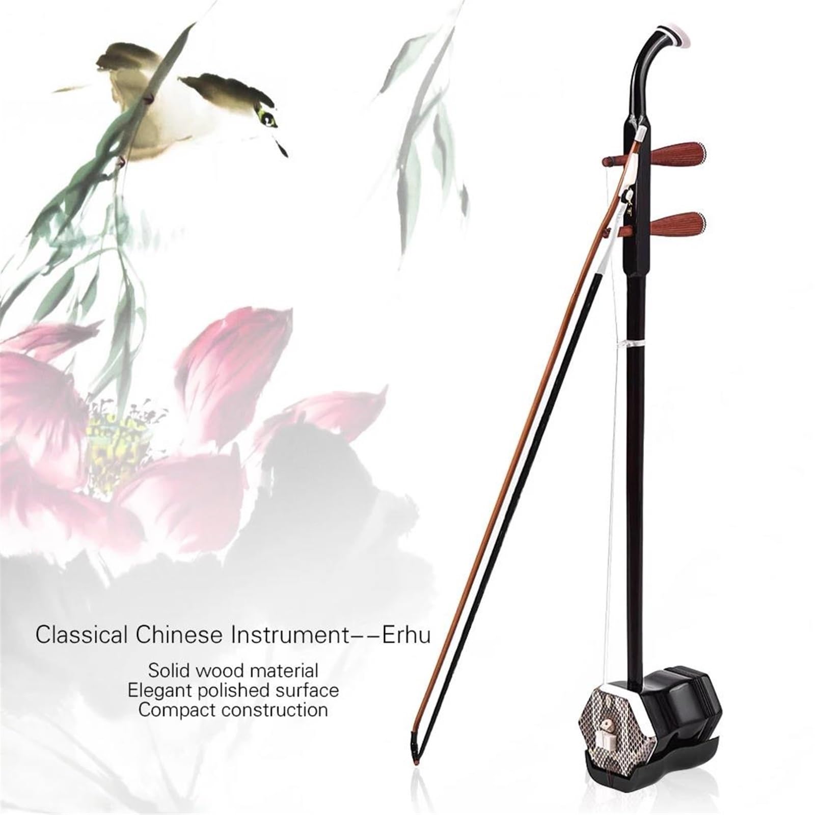 Erhu Chinesische 2-saitige Violine Geige Saitenmusikinstrument Massivholz Chinesisches Traditionelles Saiteninstrument