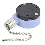 ZE-228s 2 Speed 3 Wire Ceiling Fan Switch Pull Chain Switch Lamps Replacement Parts Ceiling Fan Accessories(Nickel Chain)