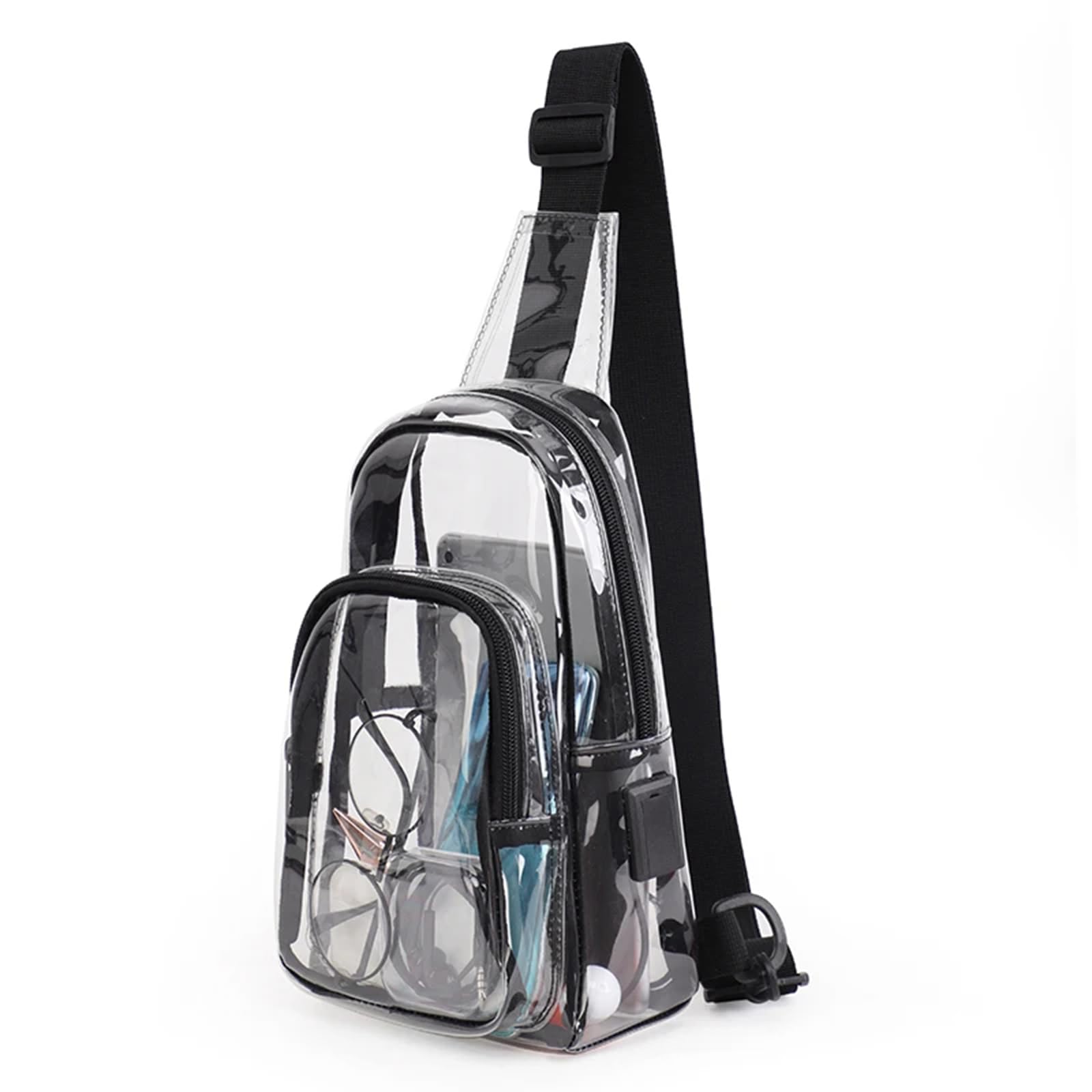 Morain Bolsas cruzadas, bolsa transparente aprobada por el estadio, mochila cruzada, mochila simple para el pecho, bolsa bandolera para eventos de estadio, conciertos, Black
