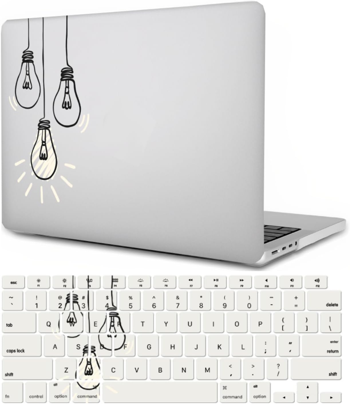 Shell Compatible with MacBook Pro 16 inch Case 2023 2021 Model M2 A2780 A2485 M1 Pro/Max with Retina Display and Touch ID, Plastic Hard Laptop Cover Case and Keyboard Skin, Clear Bulbs