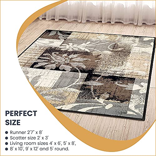 Tapete decorativo rectangular floral 121x72 cm beige miniatura 7