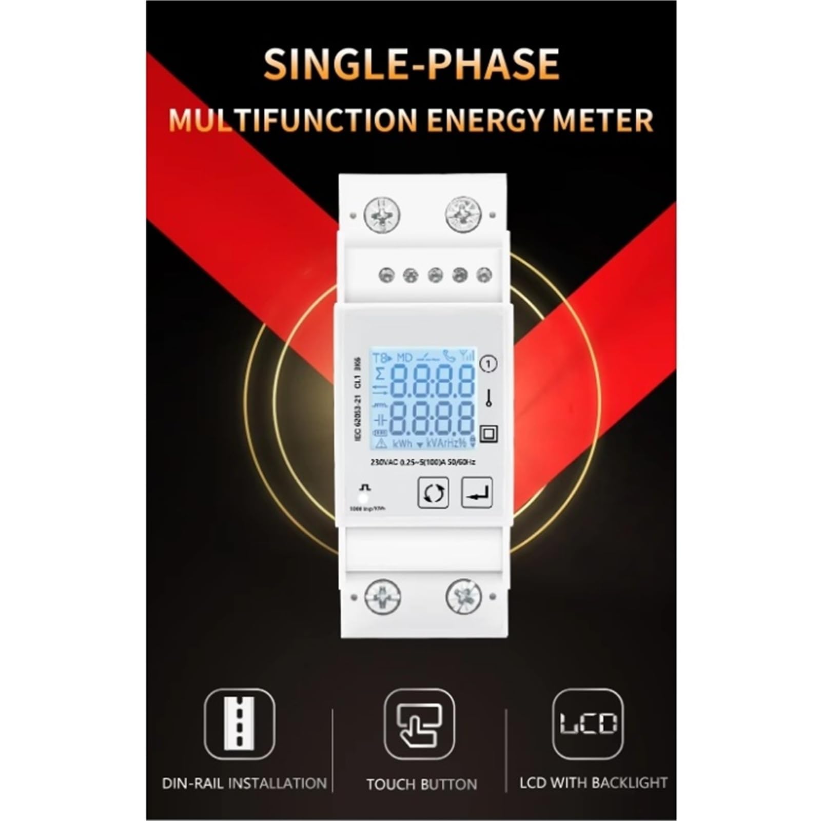 Misuratore multifunzione 220v Monofase Guida Din KwH RS485 MODBUS
