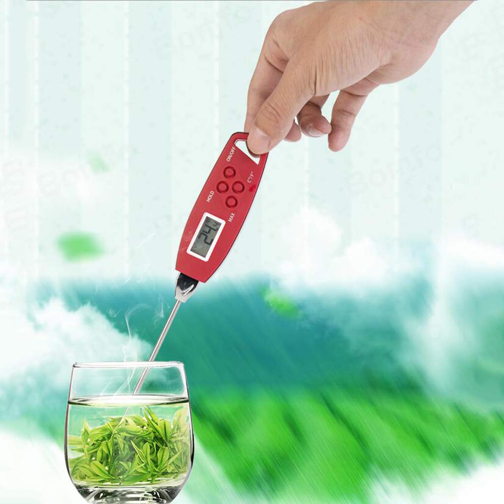 Thermomètre à Lecture instantanée, thermomètre numérique pour la Cuisson de la Viande/pour Griller, thermomètre à Viande pour Barbecue avec sonde de 83 cm de Long, Rouge (Rouge)