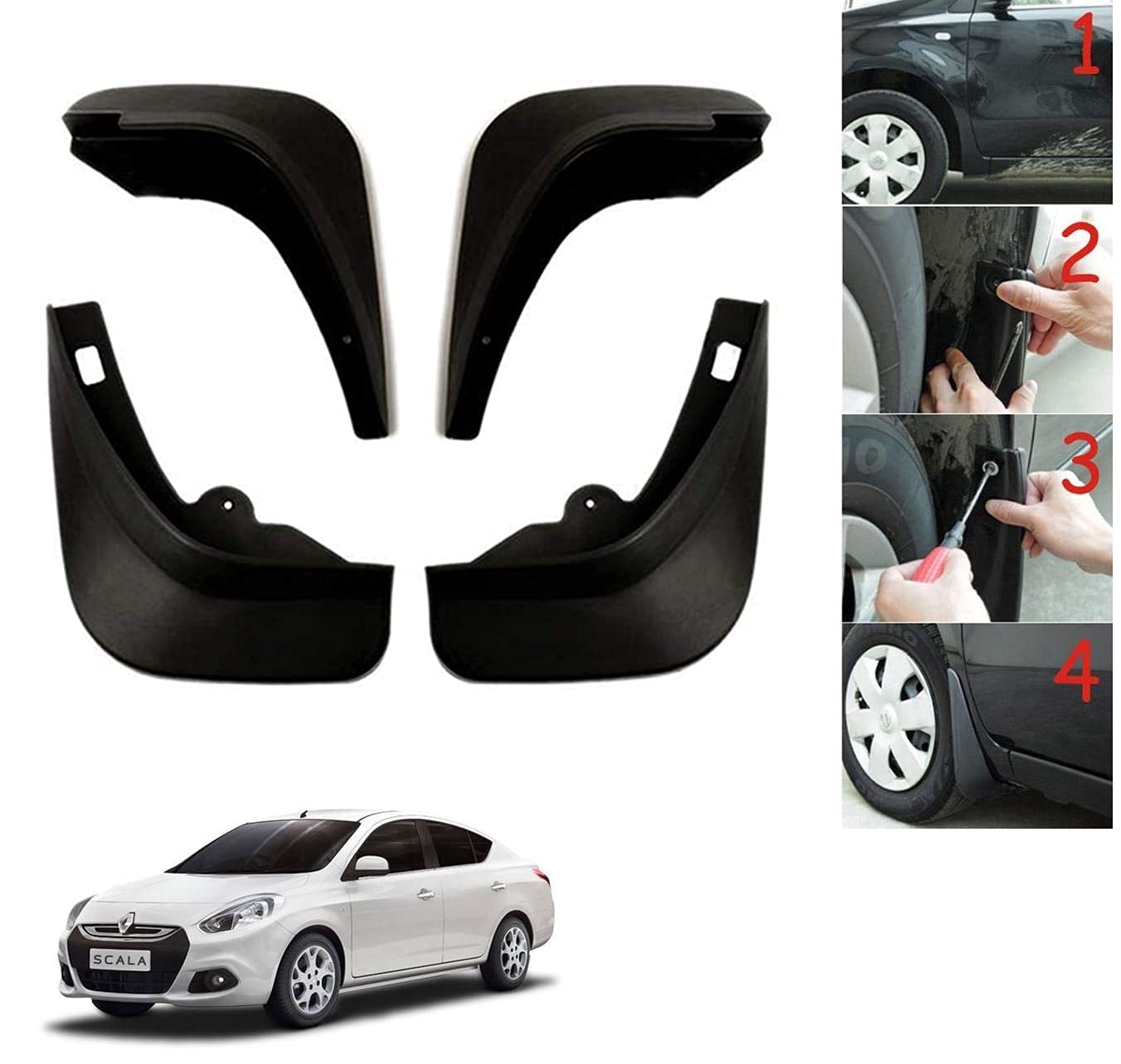 Auto Addict Car Mud Flaps Splash Guards (O.E Type Custom,4 pcs) for Renault Scala-image-25