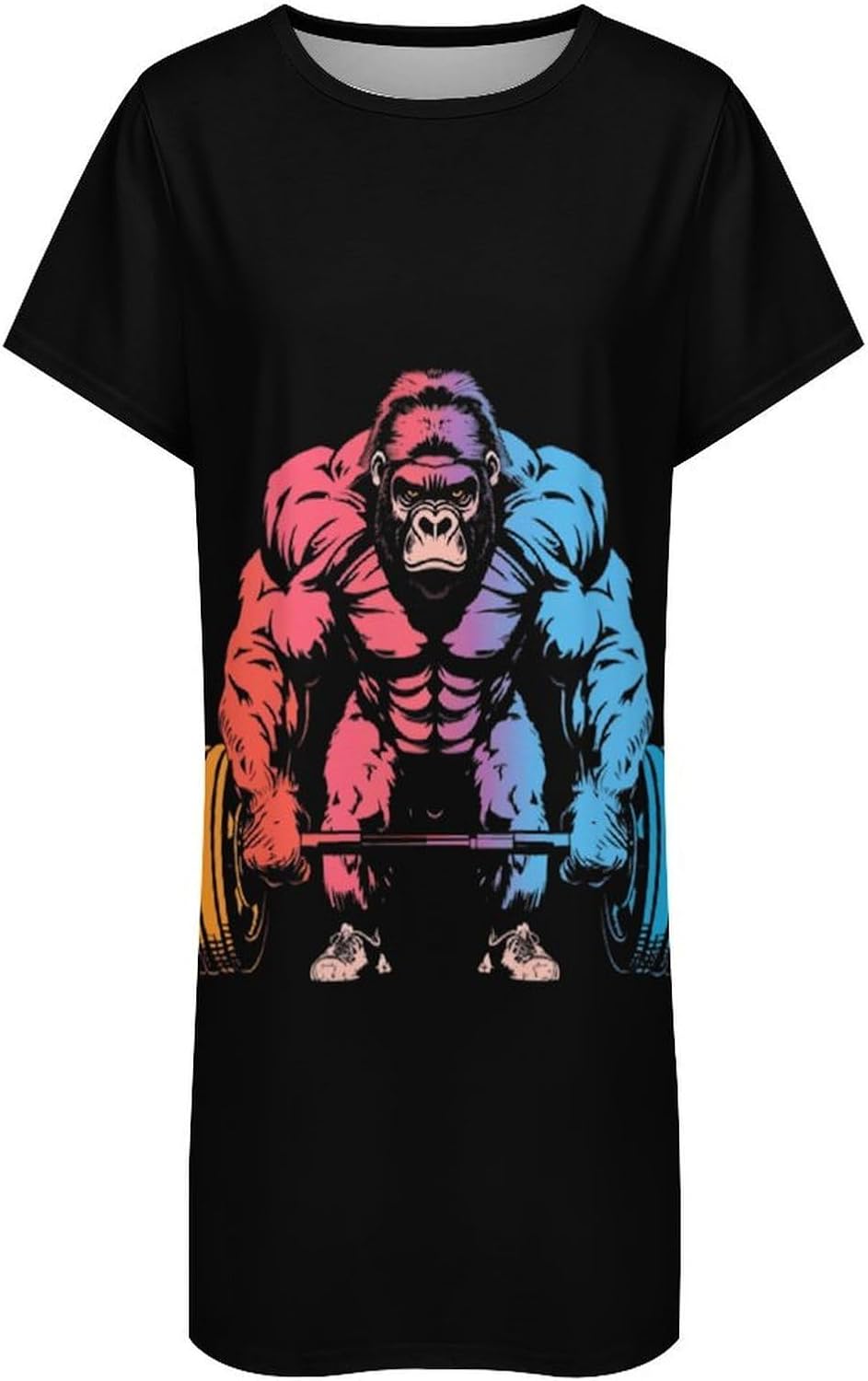 Funny Bodybuilder Gorilla Women's Nightgown Short Sleeve Sleep Shirt Casual Sleepwear Night Gowns Sleepdress