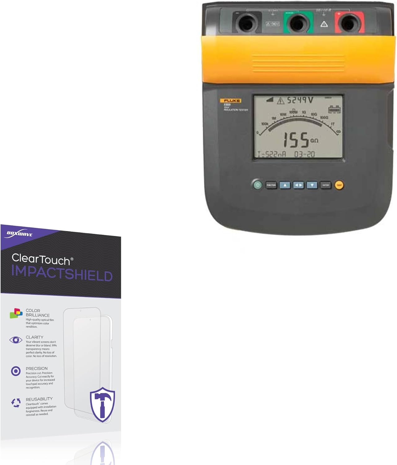 BoxWave Screen Protector Compatible with Fluke 1550C - ClearTouch ImpactShield (2-Pack), Impenetrable Screen Protector Flexible Film