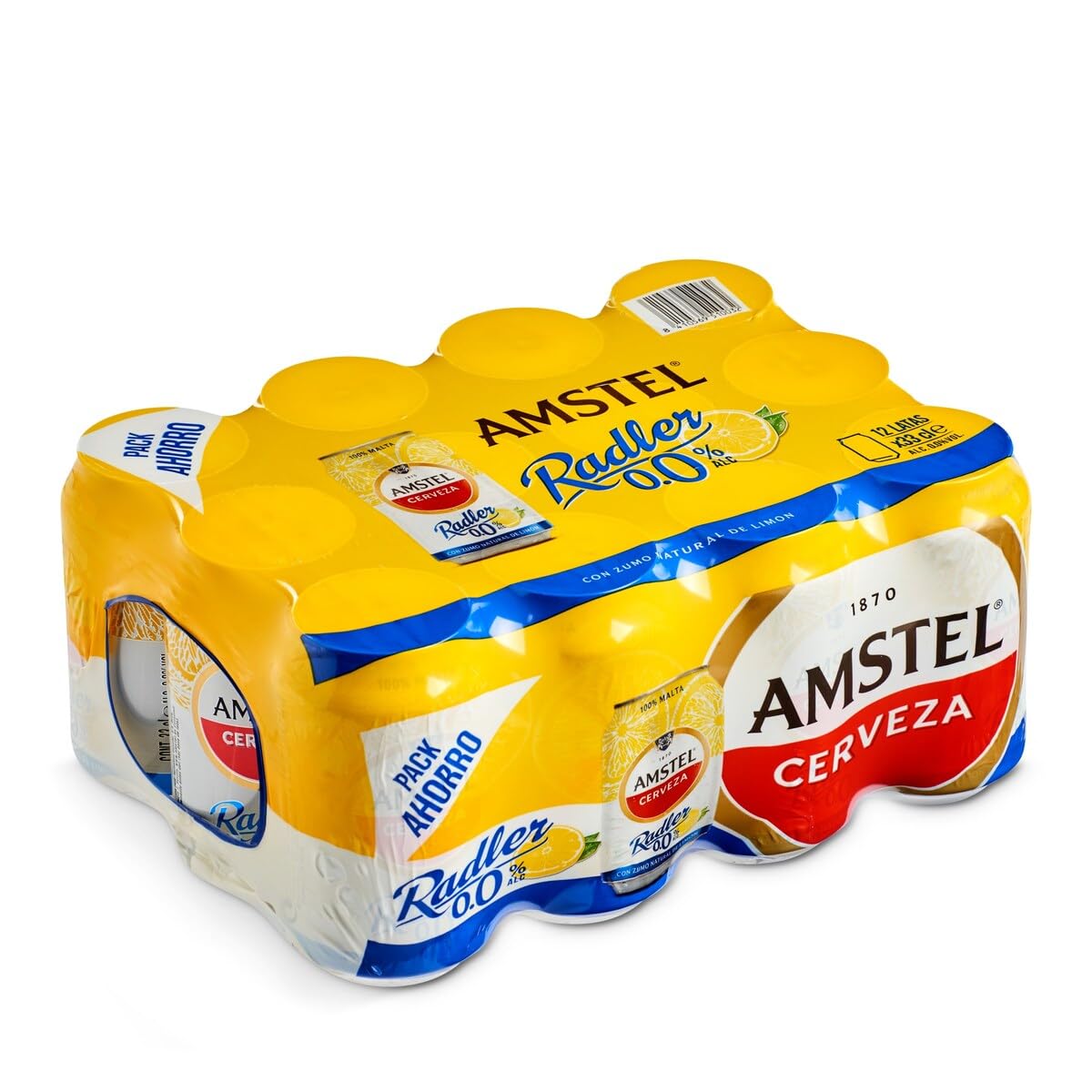 Amstel Radler 0,0 Cerveza Limon Sin Alcohol Pack Lata, 12 x 33cl
