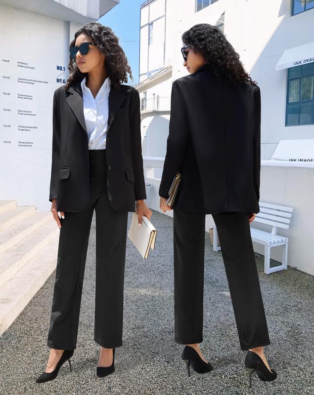keriffe High Waist Stretchy Womens Dress Pants with Pockets Straight Leg Business Casual Work Trousers Office Slacks - Image 7
