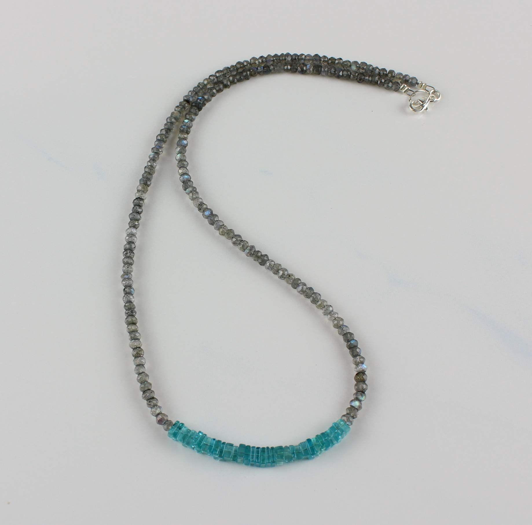 Labradorit Kette mit Apatit,edelsteinkette,facettiert,Collier,Halskette,Damen