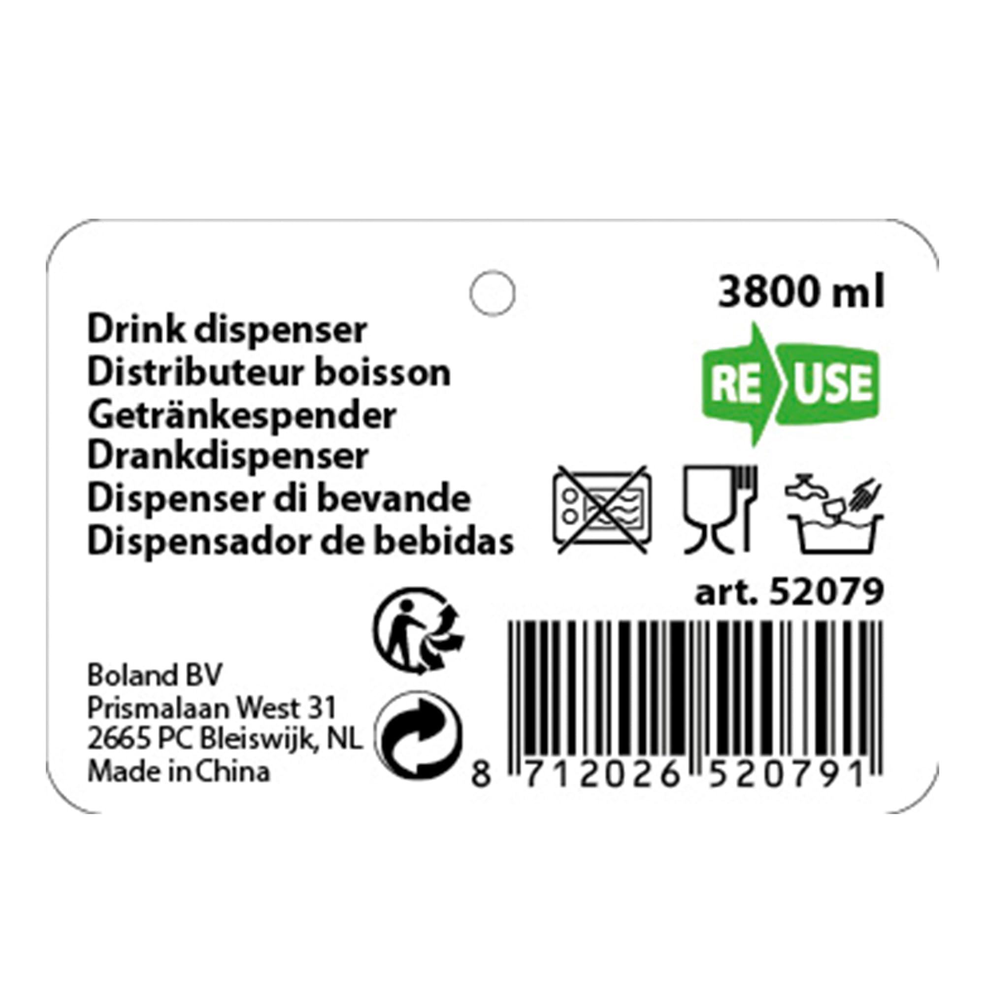 Boland 52079 - Getränkespender mit Zapfhahn, 3,8 Liter, Limonade, Wasser, Picknick, Karaffe, Wasserspender - 4