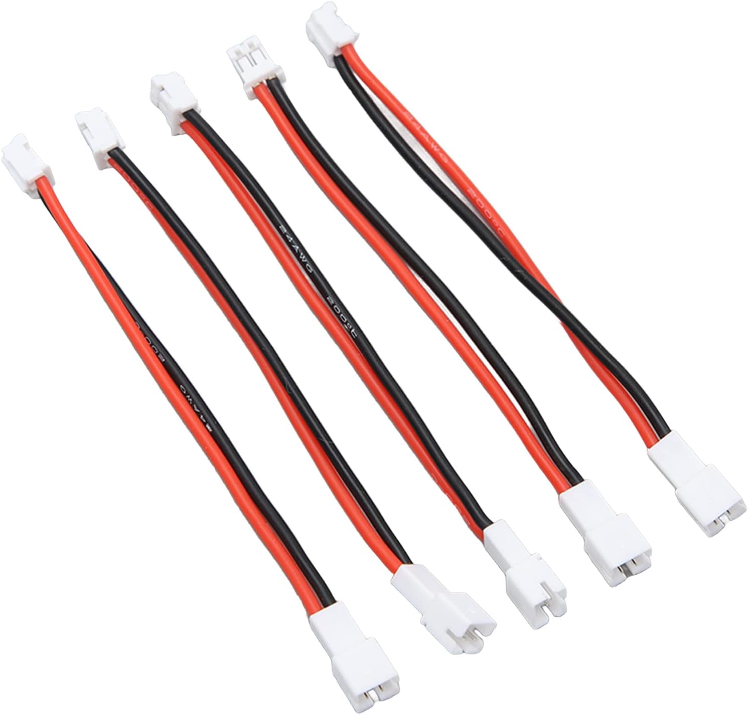 VBESTLIFE 5Pcs PH2.0 2P Male to 2P Female Cable, 2P Battery Adapter Cable for SCX24 1/24 RC Crawler 3.6in