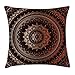 ABAKUHAUS Mandala Federa Fodera Cuscino, Universo, Copricuscino Quadrato Decorativo, 40 cm x 40 cm, Castano
