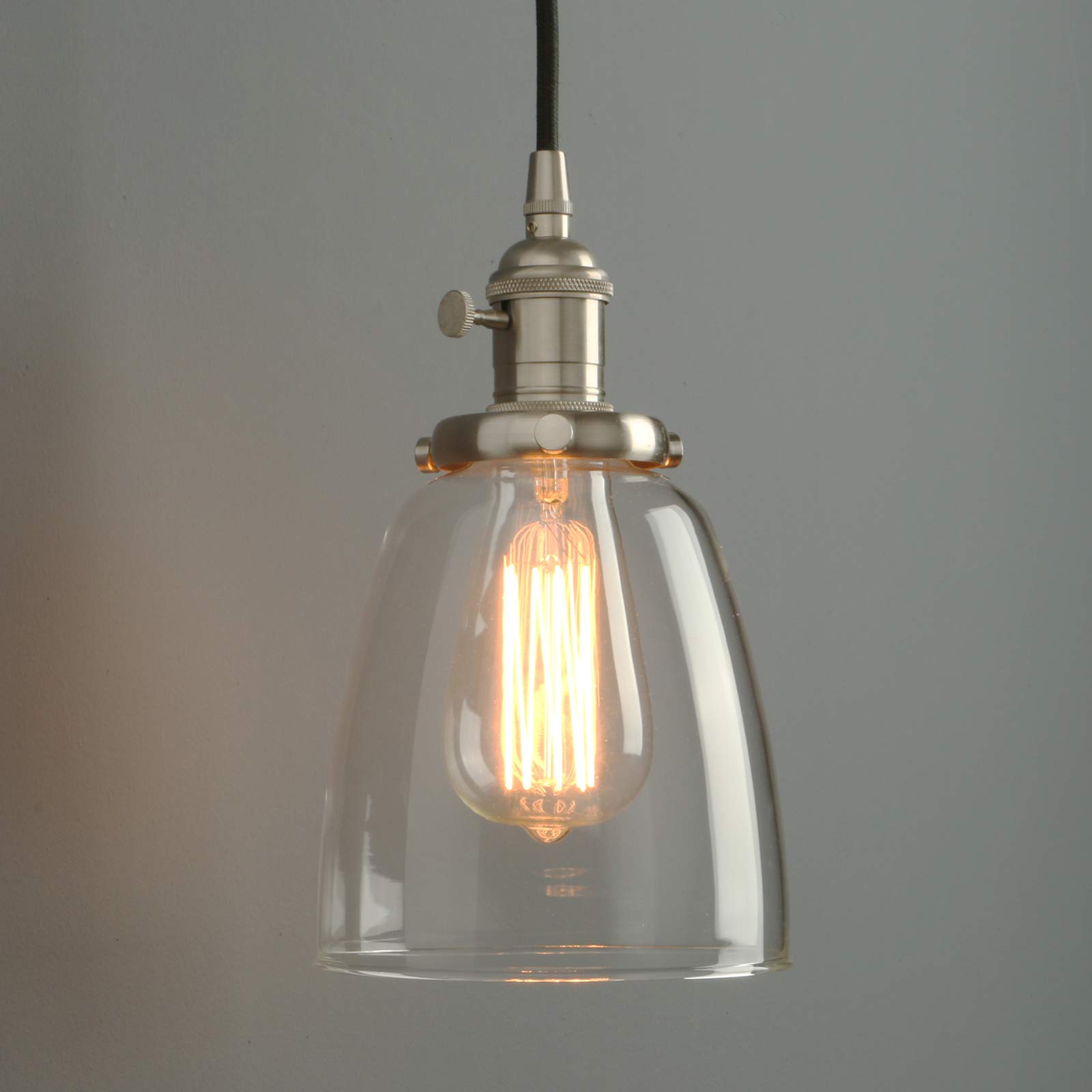 Phansthy Pendelleuchte Deckenlampe Vintage Industrie Hängeleuchte Hängelampe Lampe Kronleuchter aus Glas E27 Lampenfassung Deckenleuchte für Küche Keller Wohnzimmer (Gebürsteter Edelstahl Farbe)