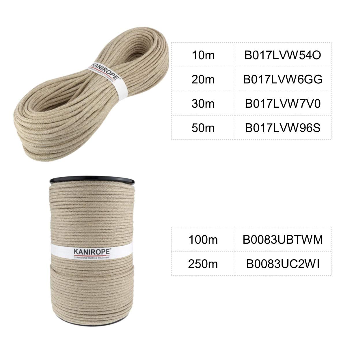 canapa corda 10 mm 20 m 16 intrecciati.