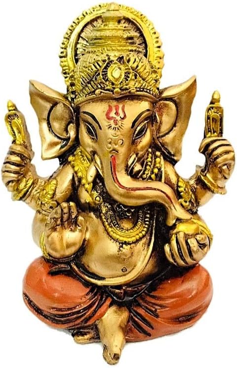 ACTC Ganesha Sitting Statue | Ganesha Statue | Ganesha Idol | Ganesha Statue for Good Luck | Ganesha Idol for Happiness | Ganesha Statue for Home Decor & Gift. (GNS002)