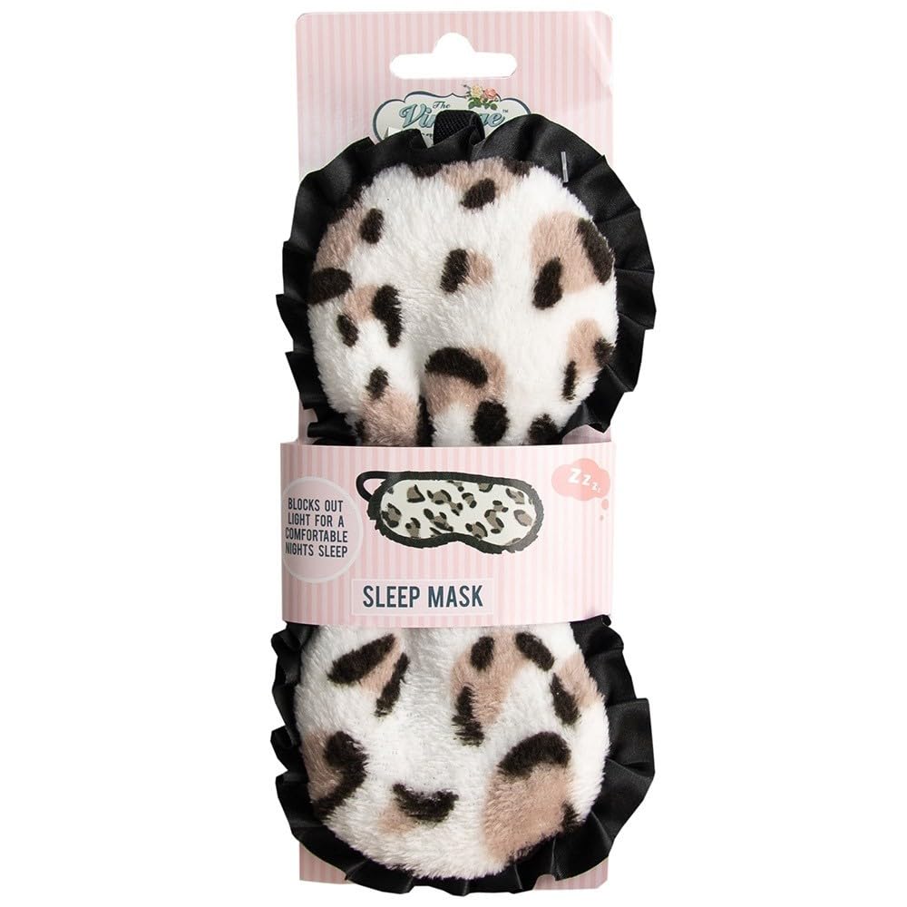 The Vintage Cosmetic Company Leopard Print Sleeping Mask, Soft Vintage Light Blocking Eye Cover for Women & Girls, Comfort for Home or Travel