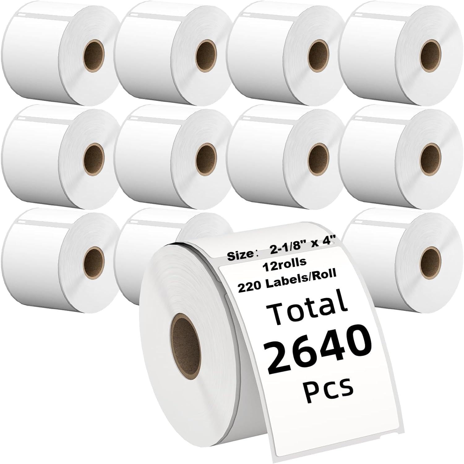 Kingtac 3-Proof 1" Core(2640 Pcs) Dymo 30323 Labels (NOT for Dymo 550 & 5XL), 2-1/8" x 4"(54mm x 101mm) Direct Thermal Labels Shipping Replacement