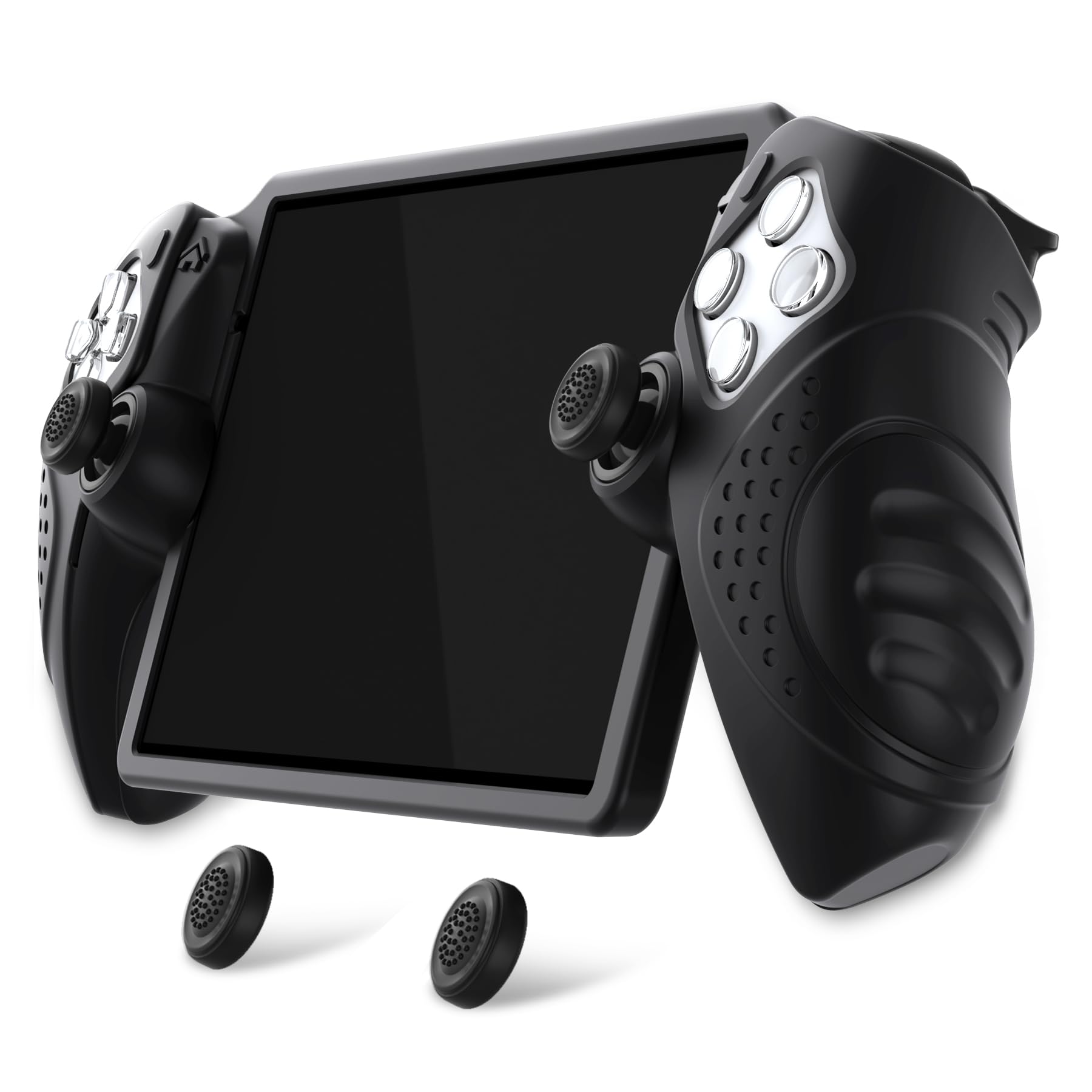 PlayVital Osłona Ochronna do PS Portal z Nakładkami na Drążki – Silikonowe Etui do PS Portal Remote Player, Pokrowiec Antywstrząsowy/Antypoślizgowy–Czarny, Edycja Guardian