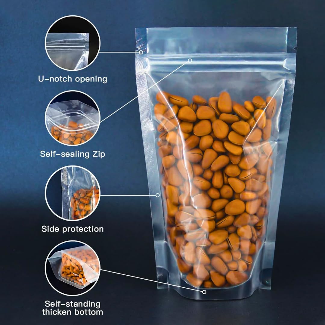 GREENTWISH Transparent Standup Zipper Pouch | Reusable LDPE Zip Lock Bag for Food Storage | Product Packing Pouch | Clear Zip Seal Pouch For Travel and Home Use | Size: 6 x 9 Inch (20 Pcs) 2