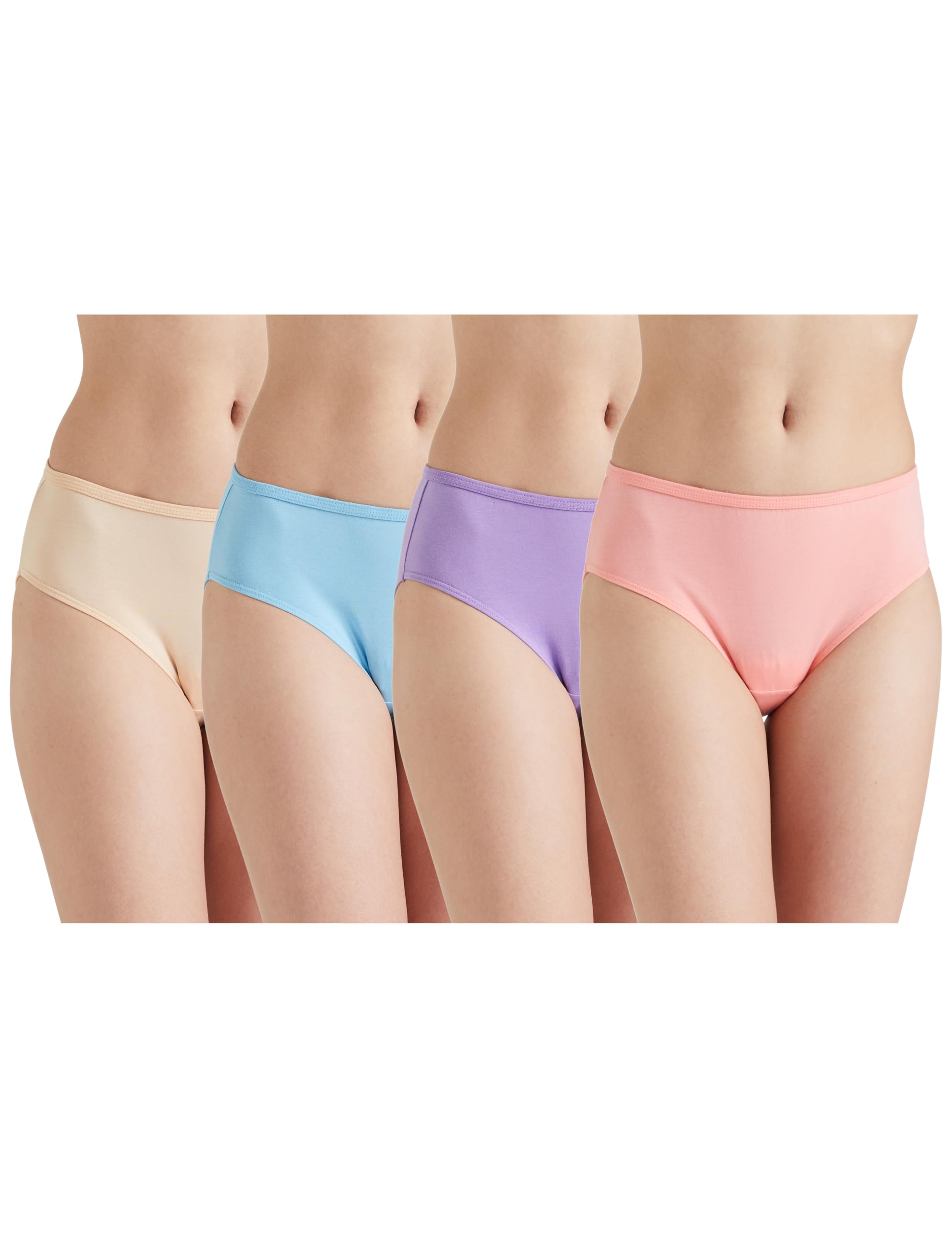 Women's Cotton Stretch Mid Waist High Coverage Hipster with Concealed Waistband (Available in Plus Sizes)