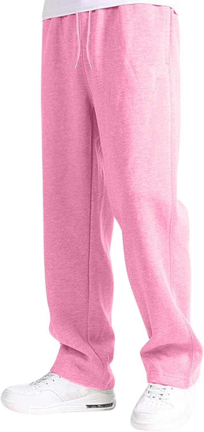Boy's Baggy Sweatpants Straight Leg Open Bottom Casual Pants Elastic Waist Athletic Joggers Sweat Pants with Pockets