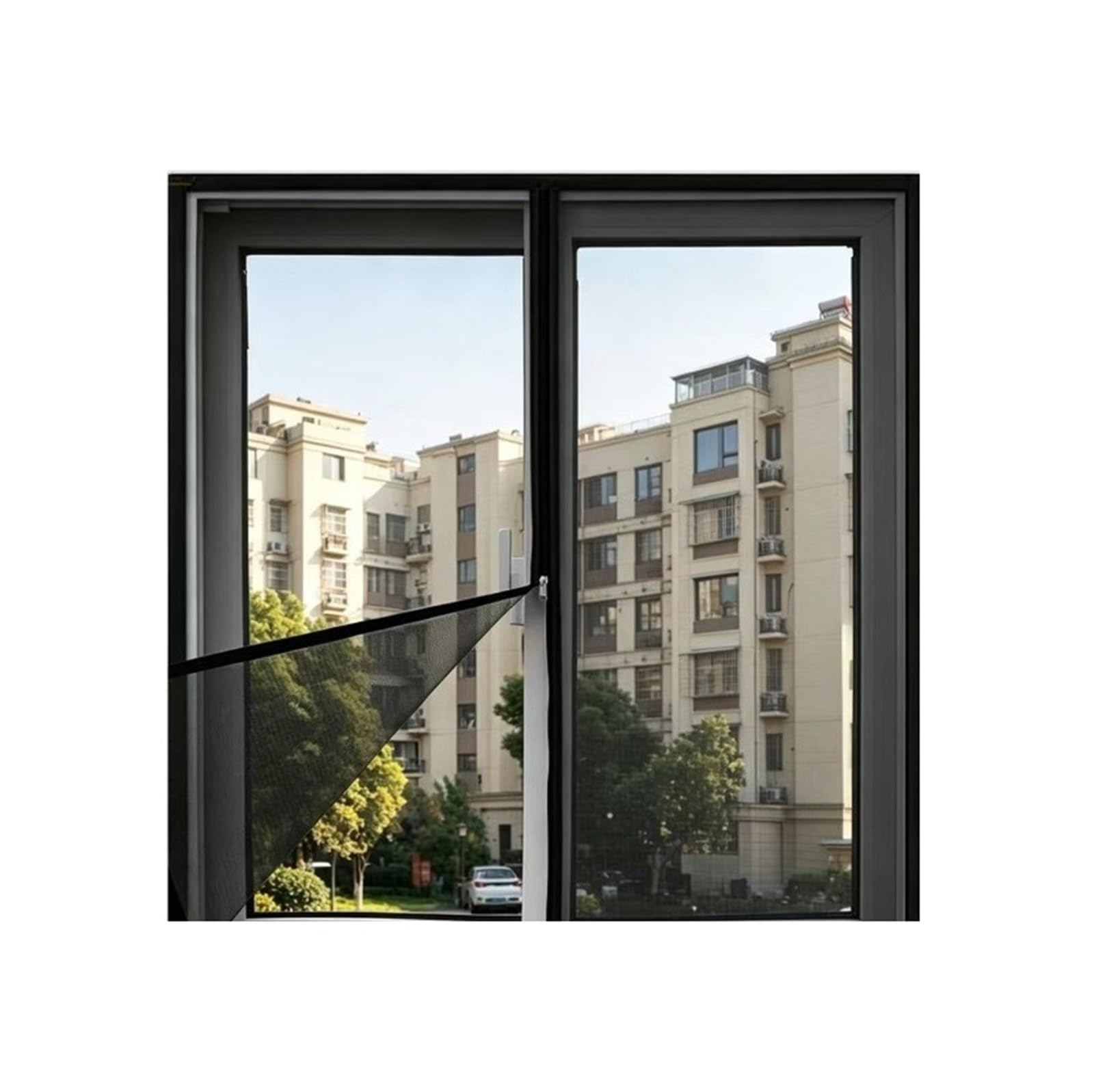 1pc Self Adhesive Zipper Mosquito Screen Window to Install and Detachable Household Protection Net Fly and Insect Proo(Black-Width 90cm,Height160cm)