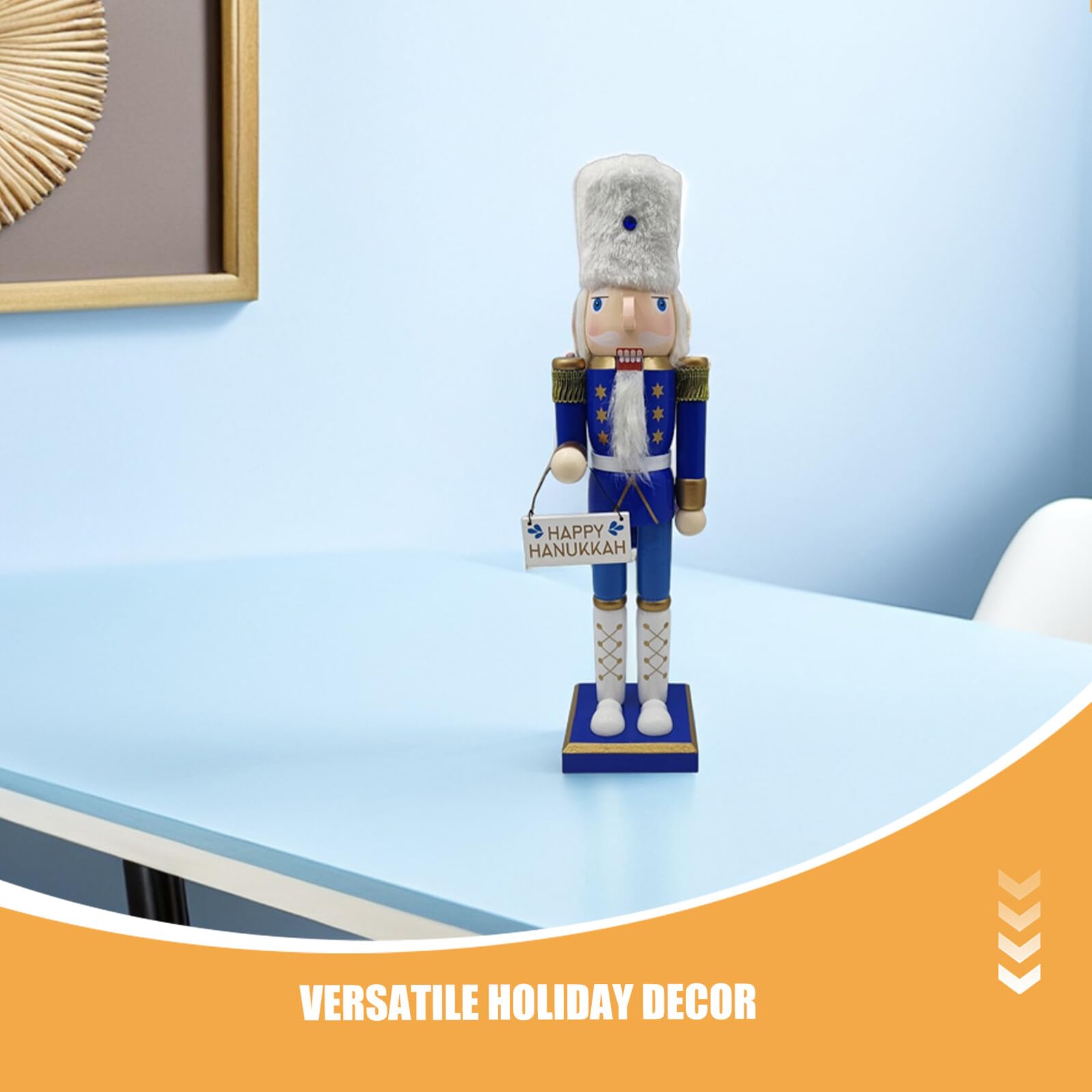 Lurrose Décoration Soldat Casse-Noisette Figurine Traditionnelle Bois Ornement de Table pour Hanoukka et Fêtes Juives