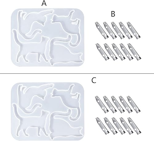 Miniatura 4 de Molde de broche de silicona de dibujos animados 3D para gato, resina epoxi, accesorio para hacer manualidades, joyería colgante, llavero,