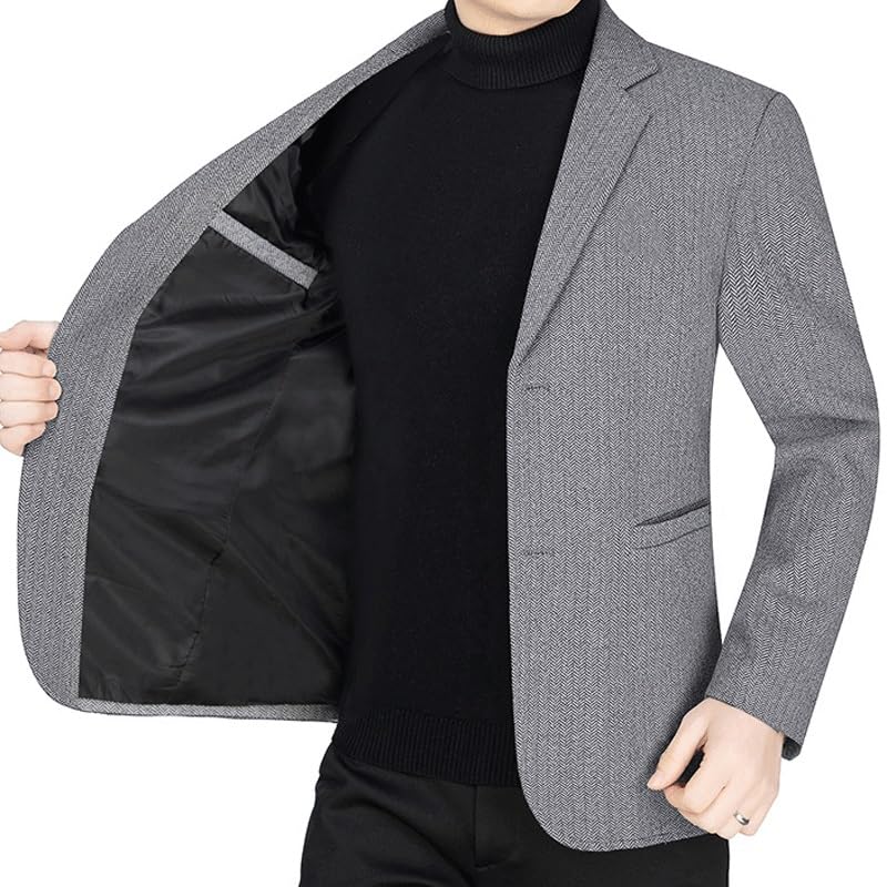 Men's Gray Two Button Blazers Casual Solid Color Suit Jacket Slim Fit Lightweight Sport Coats Blazers2