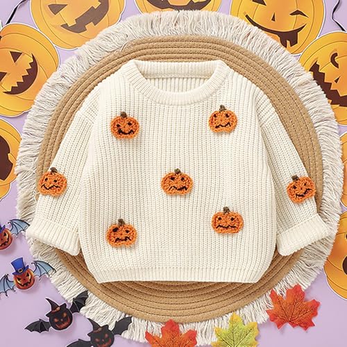 Toddler Baby Boys Girls Halloween Sweater Pumpkin Warm Pullover Sweatshirt Knitwear Knitted Fall Winter Clothes2
