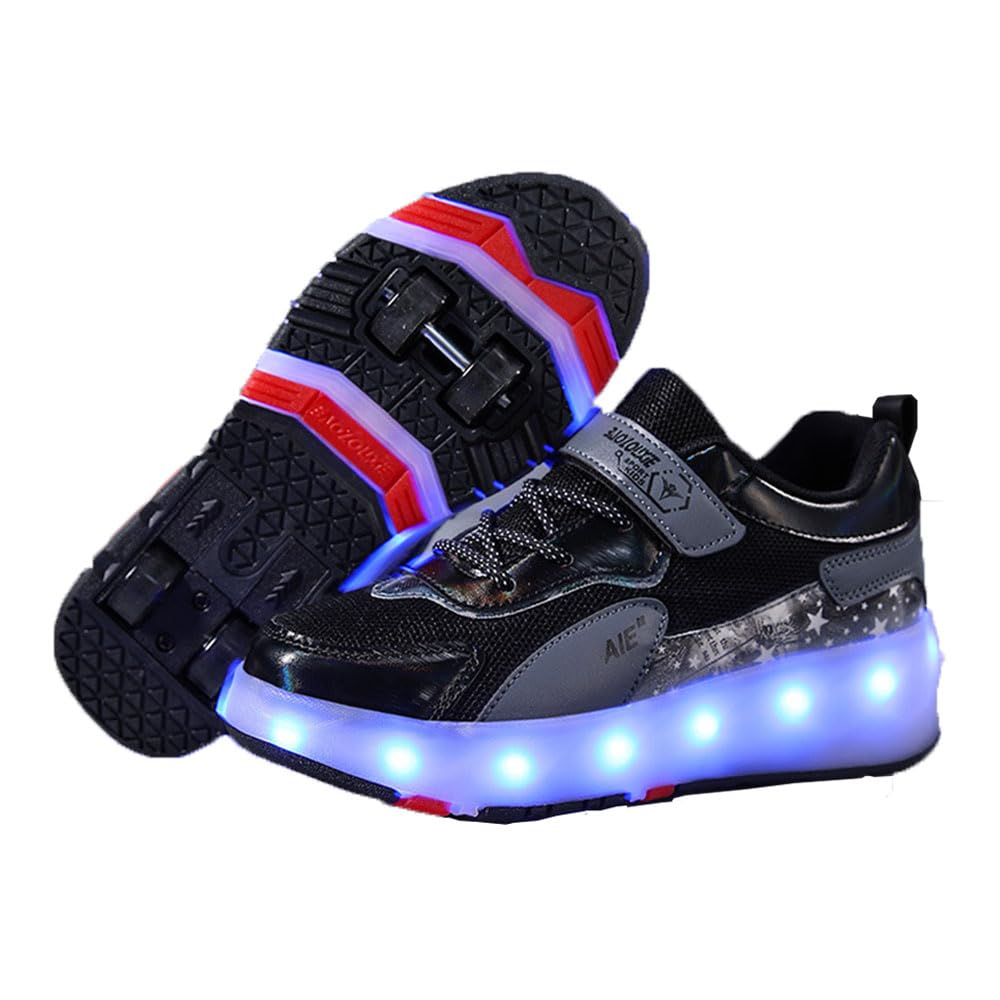 ENEN Scarpe con Rotelle Bambina, Sportive Scarpe da Skateboard, 4 Ruote Skateboard Sneakers Outdoor Multisport Scarpe da Ginnastica da Pattini per Ragazzi e Ragazze -156