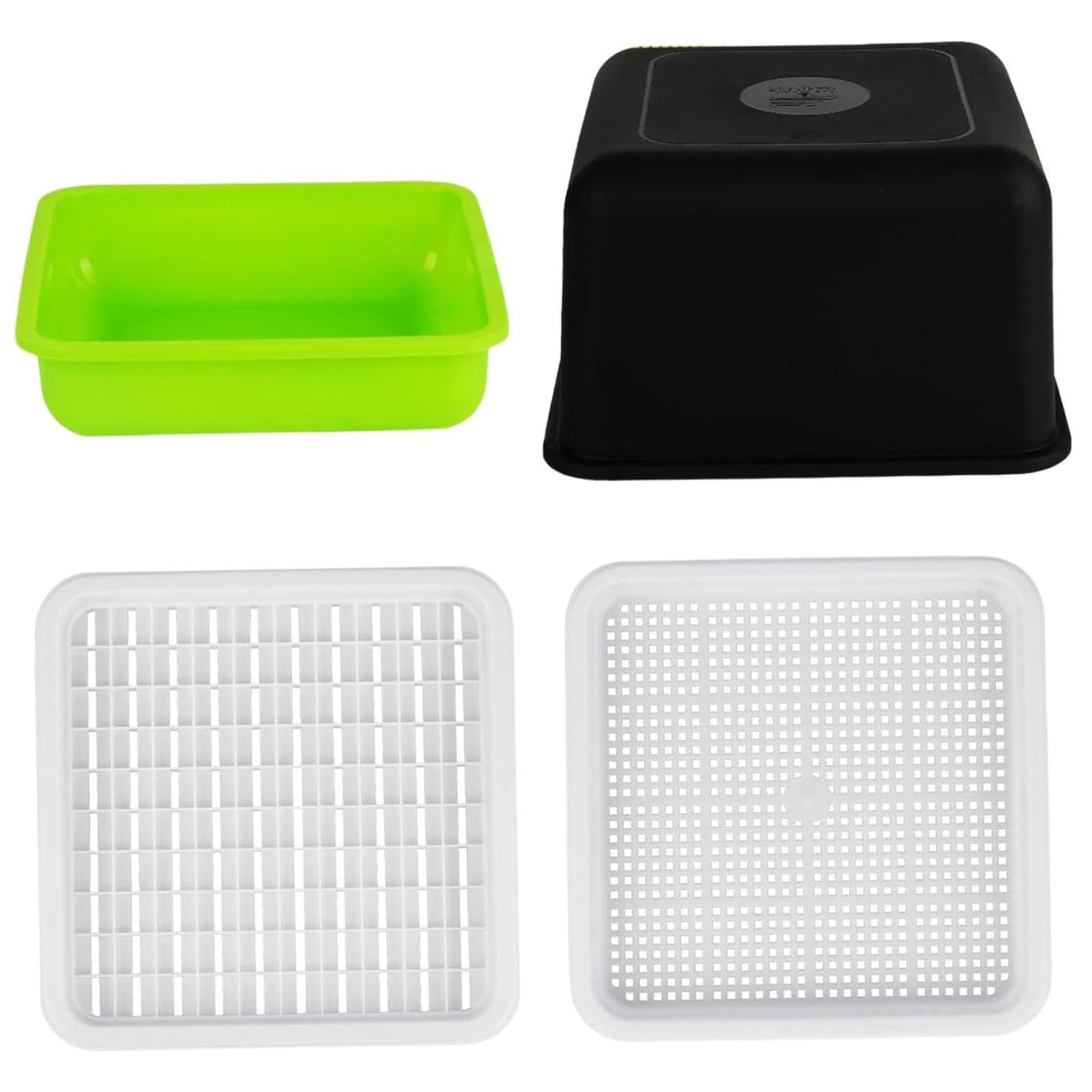 Microgreens Growing Trays 10x12'' 100 Holes Sprouts Growing Kit Includes Shade Cover, Planting Plate, Mesh Plate and Water Tray, Reusable Seed Starter Tray for Peanut Microgreens Trays, S