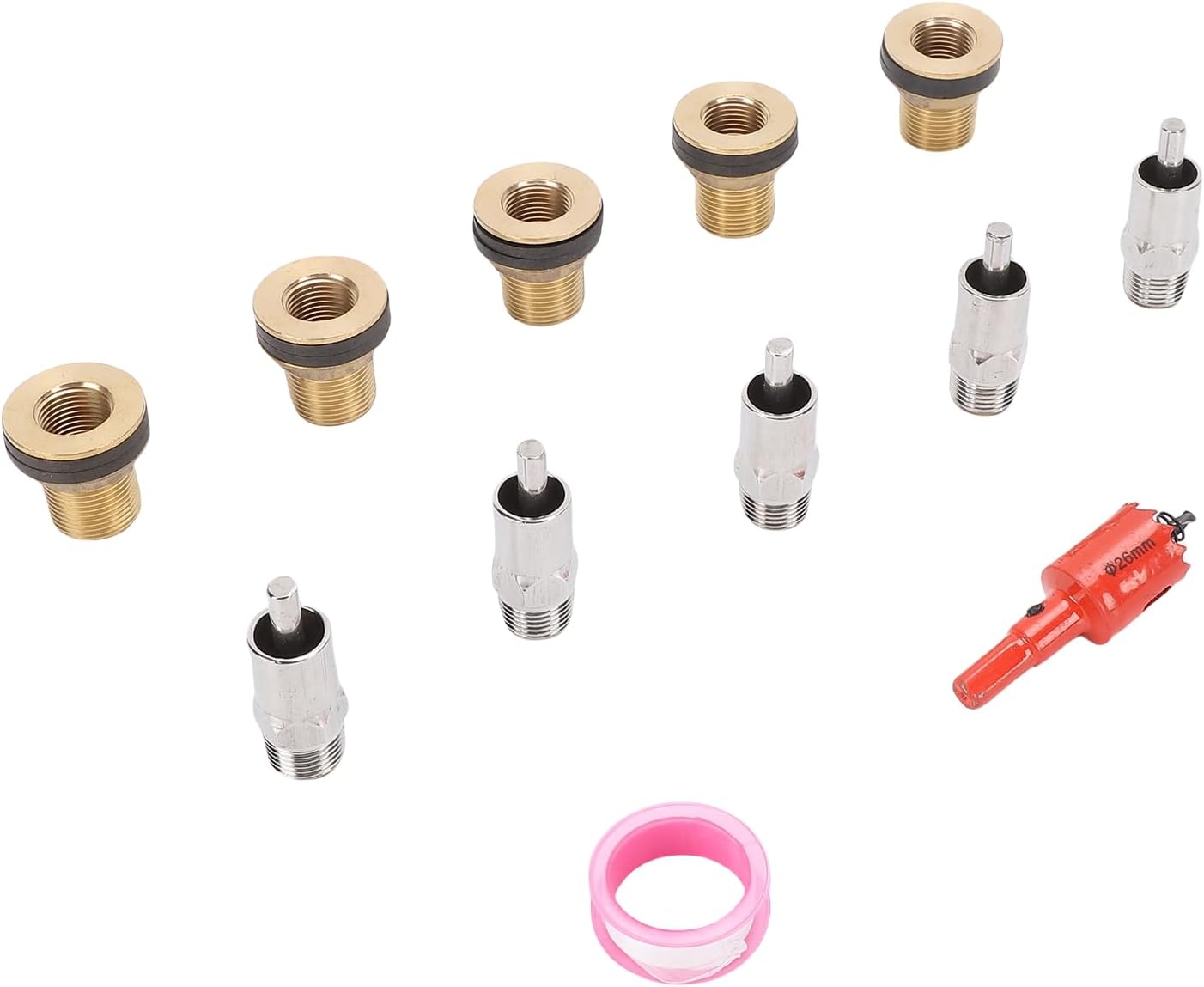 Pssopp Nipple Waterer Kit, Stainless Steel Automatic Waterer with Hole Cutter, Water Efficient Livestock Hydration for Swine Sheep Goat Poultry (Style 2)