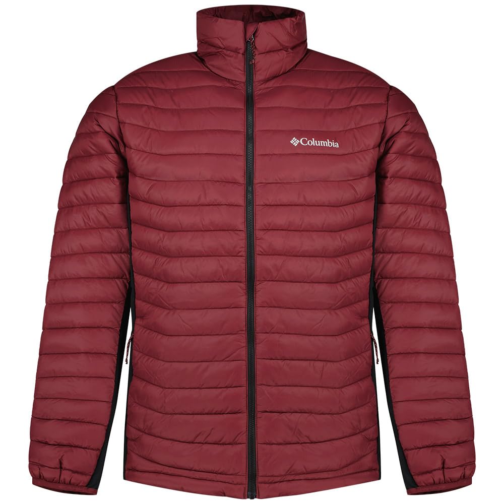 Columbia Men's Powder Pass Hybrid Jacket, Puffer Jacket, Rich Wine, Black, XL