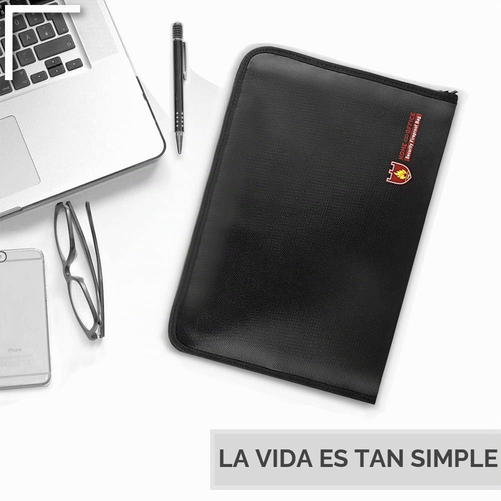 Bolsa de documentos ignífuga, resistente al fuego y al agua, tamaño A4, 12 bolsillos, resistente al fuego, impermeable, soporte para documentos, portátil, con revestimiento de silicona, no pica, para