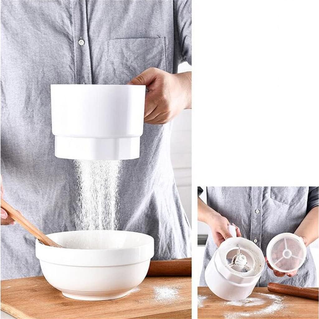 Electric Flour Sieve Operated Sifter Plastic Cup Shape Mechanical Hand-Held Shaker Baking Tool