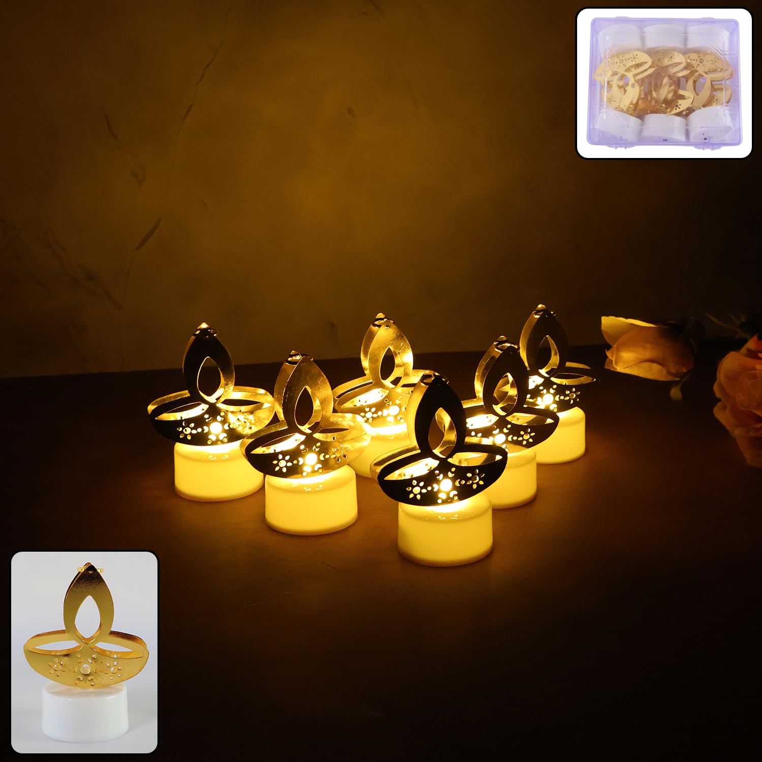 Golden Diya Shaped LED (6 Pc) | Home Decor-image-10