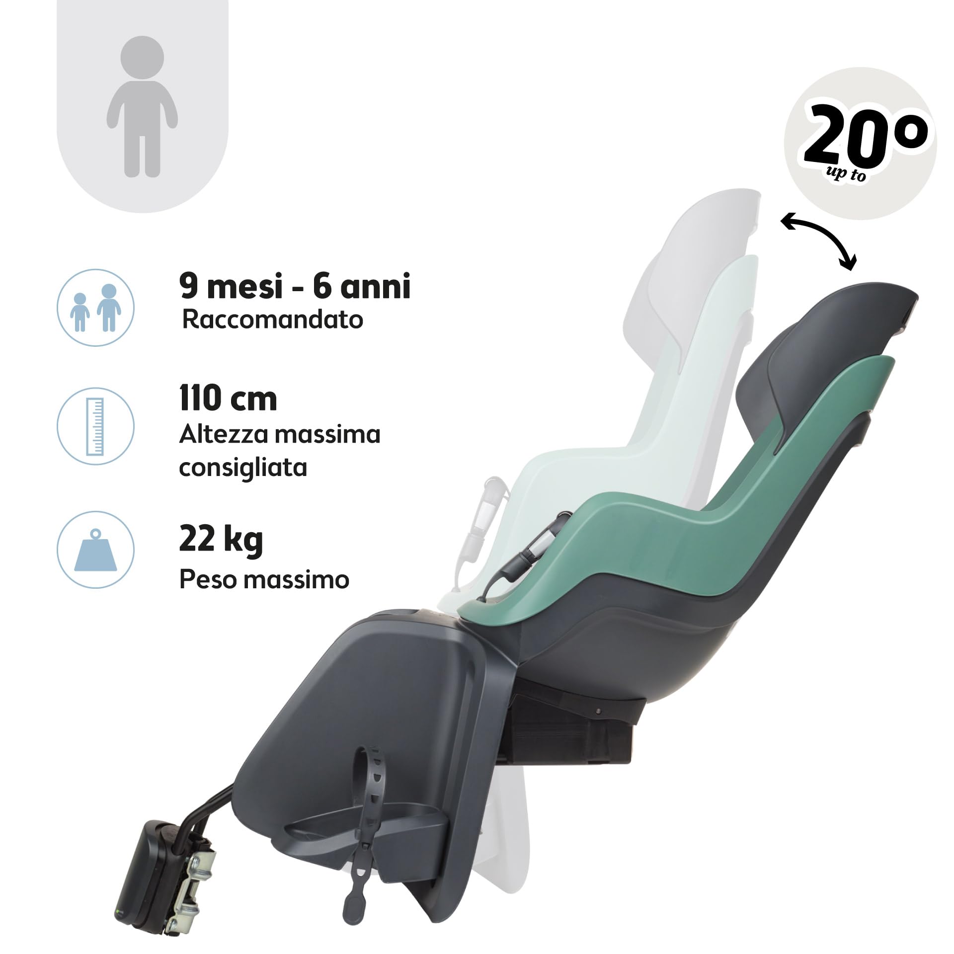 Bobike Rear Child Bike Seat Go Maxi Reclinming System - Seggiolino Unisex-Baby