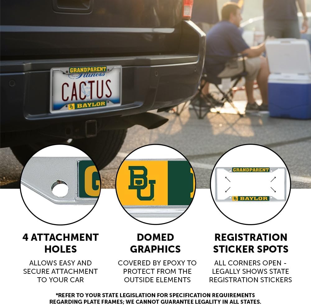 Desert Cactus Baylor University Car Accessories Bears Metal License Plate Frame and Tag Holder for Front or Rear of Car (Grandparent)