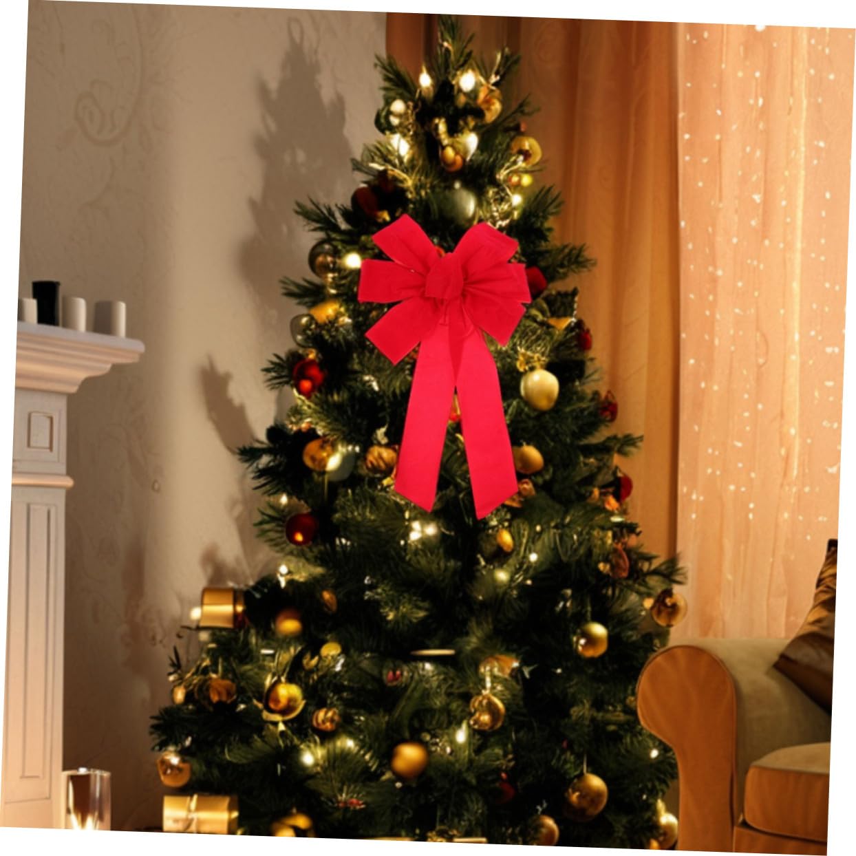 Cabilock 10pezzi Fiocchi in Velluto Rosso Gigante per Decorazione di Albero di Natale Ornamento da Appendere per Feste Matrimonio Casa Fiocco Decorativo per Interni Esterni