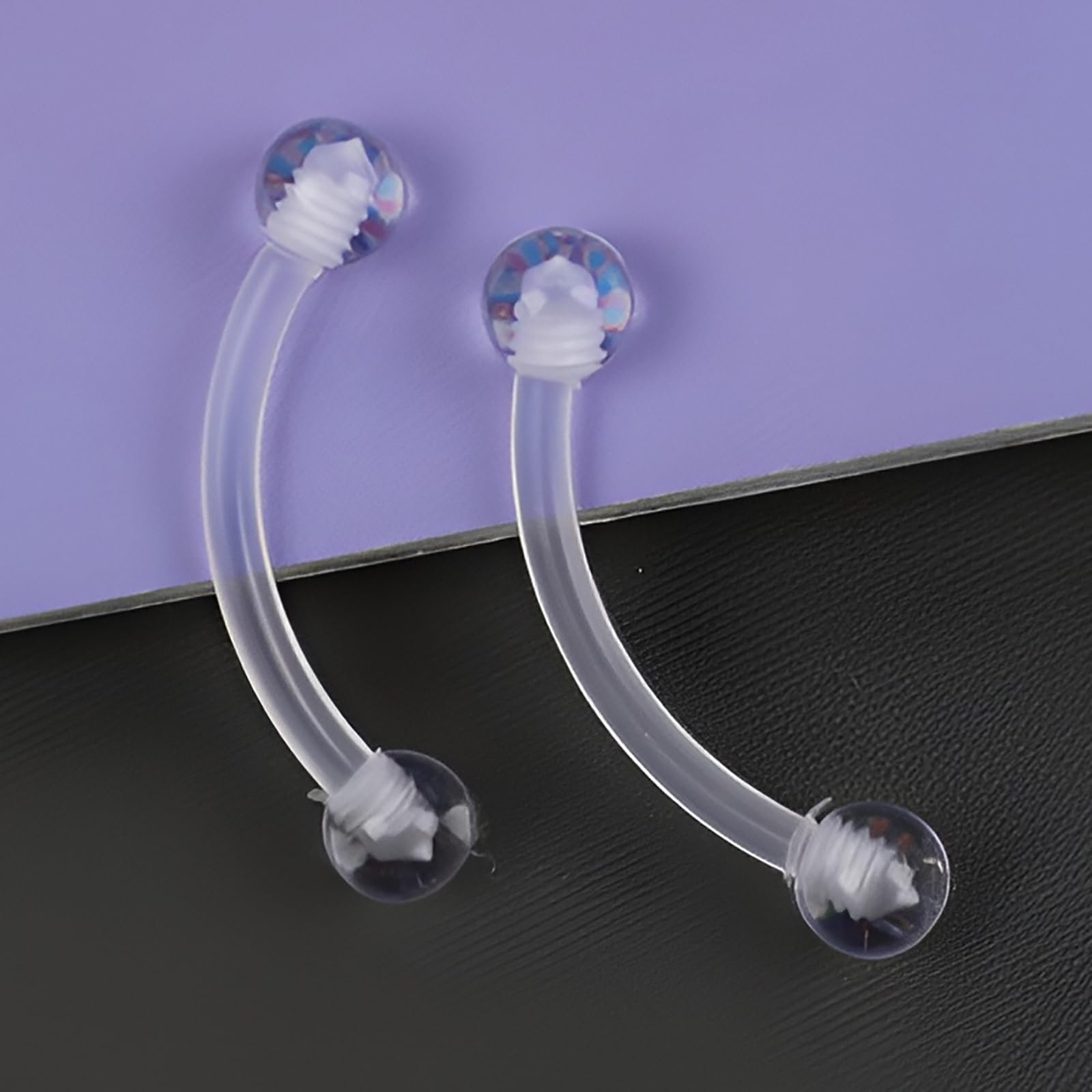 Lot de 12 piercings de nombril en plastique souple 1,6 mm (14 g) 1,2 mm (16 g)