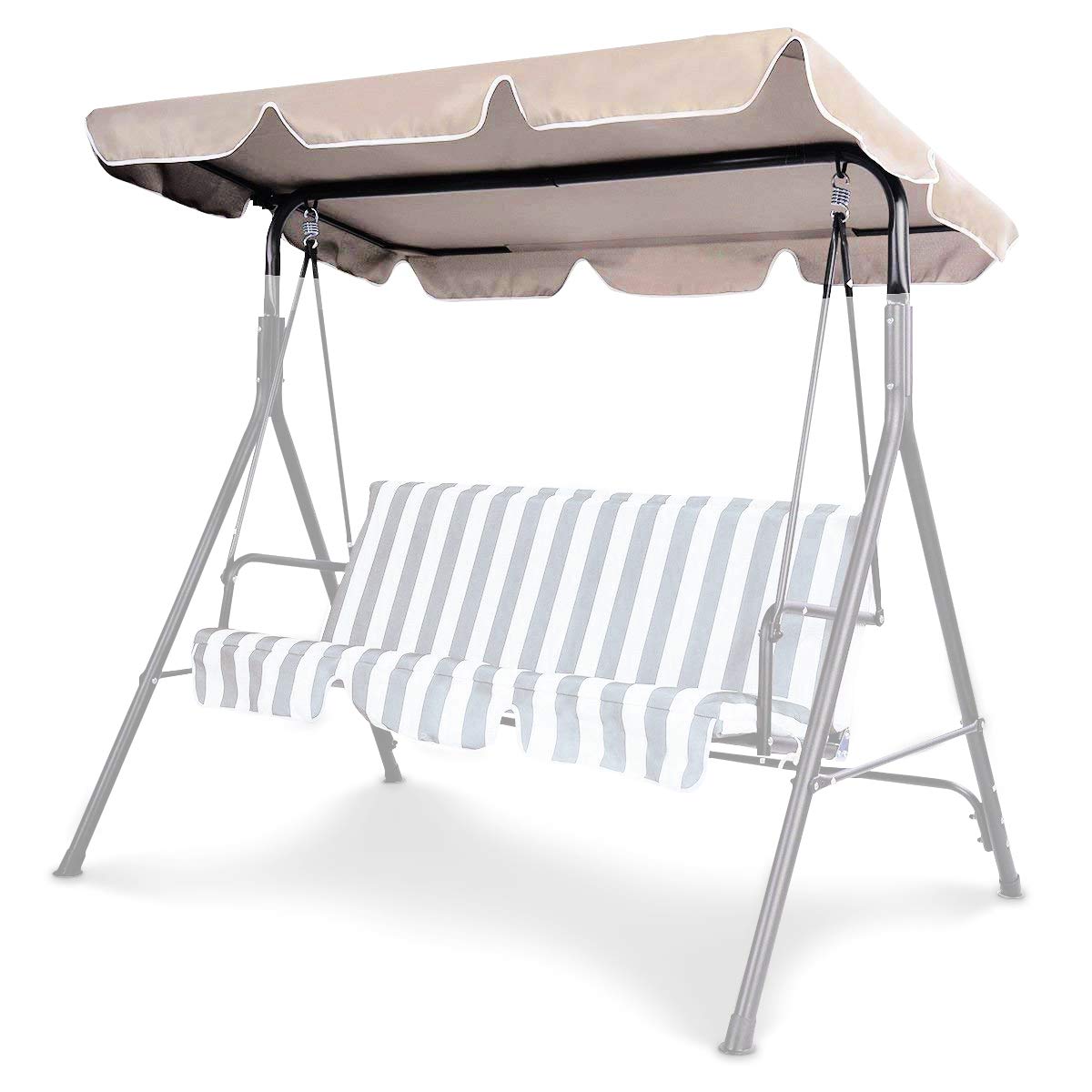 RELAX4LIFE Sonnendach UV-Schutz, Ersatzdach Wasserabweisend, Dachbezug für Hollywoodschaukel, Dachplane Farbwahl, Schaukeldach 160g Polyester, Gartenschaukel Kein Ausbleichen (191 x 132 cm, Beige)
